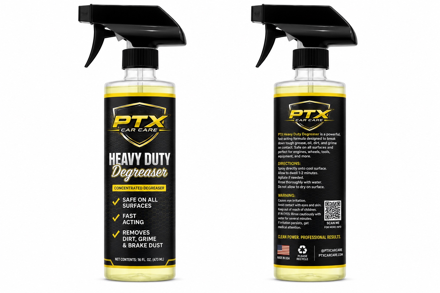 PTX Car Care Heavy Duty Degreaser bottle, front and back label